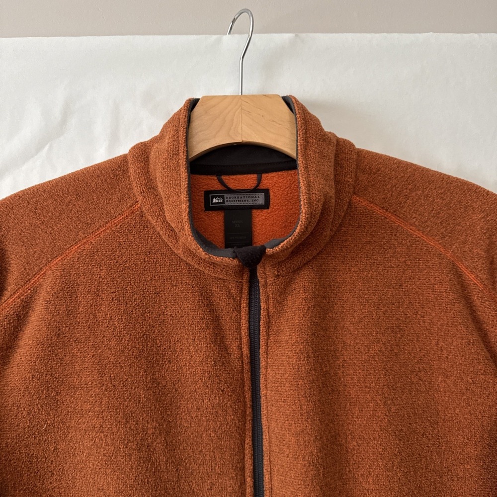 REI Co op Mens Full Zip XL Fleece Jacket Rust Polartec Thermo Pro